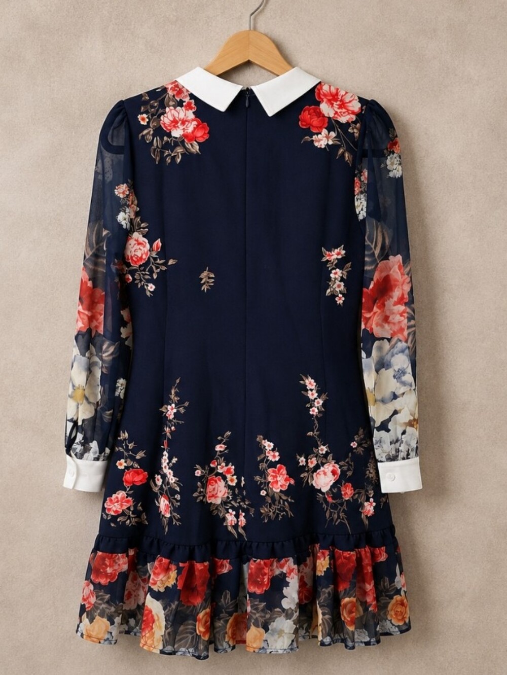 Dalia MacPhee Navy Floral Ruffle Dress - Picture 3 of 5